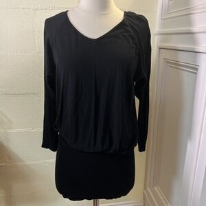 M. Rena Women's Scoop Neck Long Sleeves Seamless Blouson Mini Dress One Size USA